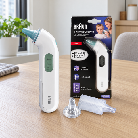 Braun百靈ThermoScan 3 寶寶電子耳溫計 桌面情境示意圖