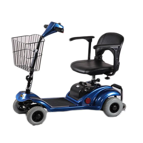 藍色VITAFOM S-43電動代步車，設有購物籃和黑色座椅，適合老年人方便出行使用。